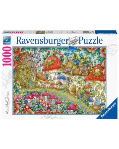 RAVENSBURGER 1000PC PUZZLE FLORAL MUSHROOM HOUSES-RVG-16997