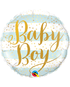 9 INCH FOIL BABY BOY BLUE STRIPES 1CTL-QUA-88489