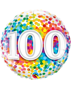 18 INCH FOIL AGE 100 RAINBOW CONFETTI 1CTP-QUA-49565