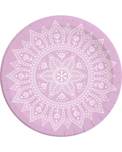 MANDALA PURPLE PAPER PLATE 23CM 8CT NG-PRO-96398