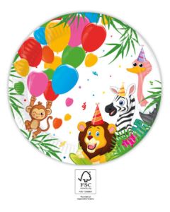 JUNGLE BALLOONS PAPER PLATES LARGE 23CM 8CT PET-PRO-95031