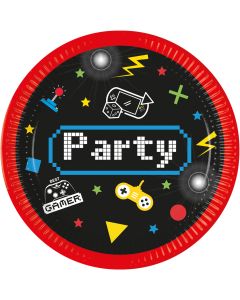 GAMING PARTY PAPER PLATES 23CM 8CT - NG-PRO-93769