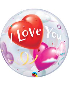 22 INCH SINGLE BUBBLE I LOVE U HEART BALLOONS 1CTP-QUA-16676