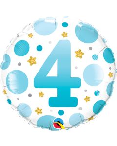 18 INCH FOIL RND AGE 4 BLUE DOTS 1CTP-QUA-23116
