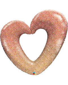 42 INCH FOIL ROSE GOLD GLITTER OMBRE HEART 1CTP-QUA-21073