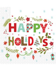 HAPPY HOLIDAY 3PLY NAPKINS 33X33CM 20CT-PRO-89488