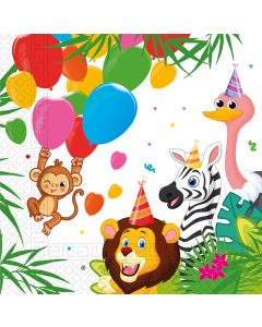 JUNGLE BALLOONS 2PLY PAPER NAPKINS 33X33CM 8CT-PRO-93782