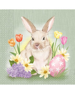 NAPKINS 3 PLY 33X33 BUNNY & FLOWERS 20CT-PRO-93290