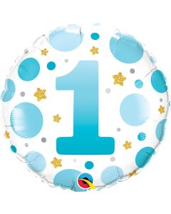 18 INCH FOIL RND AGE 1 BLUE DOTS 1CTP-QUA-23082