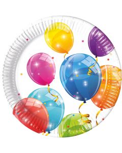 SPARKLING BALOON PAPER PLATES LARGE 23CM 8CT - FSC-PRO-93427
