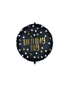 18 INCH FOIL RND BIRTHDAY BOY BLACK & GOLD 1CTP-PRO-92416