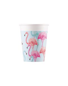 TROPICAL FLAMINGO PAPER CUPS 200ML 8CT-PRO-93515