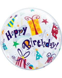 22 INCH SINGLE BUBBLE BDAY MAKE A WISH PRSNTS 1CTP-QUA-23605