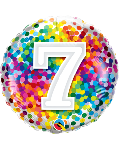 18 INCH FOIL AGE 7 RAINBOW CONFETTI 1 CTP-QUA-13496
