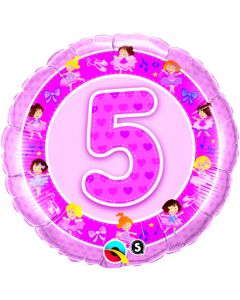 18 INCH FOIL AGE 5 PINK BALLER RND 1CTP-QUA-26315