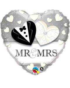 18 INCH FOIL HRT MR. & MRS. WEDDING 1CTP-QUA-15771