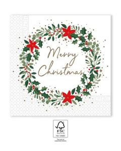 HOLLY WREATHFSC 3-PLY NAPKINS 33X33CM-PRO-96736