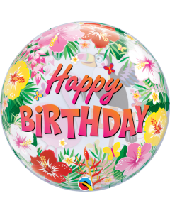 22 INCH SINGLE BUBBLE TROPICAL HAPPY BIRTHDAY 1CTP-QUA-87740