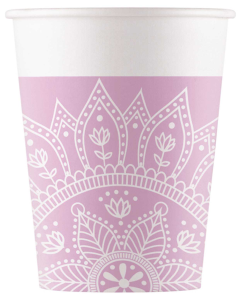 MANDALA PURPLE PAPER CUPS 200ML 8CT-PRO-96399
