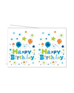 HAPPY BDAY BOY PLASTIC TABLECOVER 120X180CM 1CT-PRO-88196