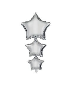 37 INCH AIR-HELIUM FOIL LINKED SILVER STARS 1CTP-PRO-92447