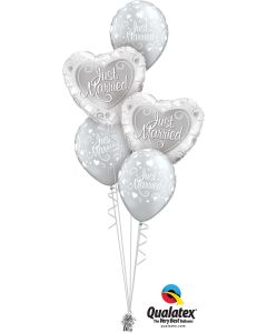 18 INCH FOIL HRT JUST MARRIED HEARTS SILVER 1CTP-QUA-15816