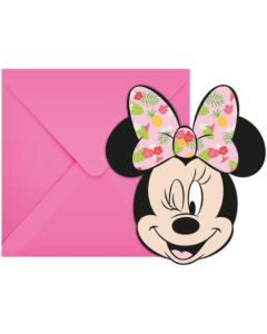 MINNIE TROPICAL DIE CUT  INVITATIONS&ENVELOPES 6CT-PRO-89237