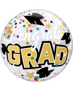 22 INCH SINGLE BUBBLE CNGRATS GRAD STARS DOTS 1CTP-QUA-82523