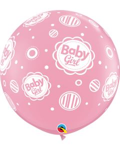 3 FT LATEX PRINTED BABY GIRL DOTS A RND PINK 2CTP-QUA-18510