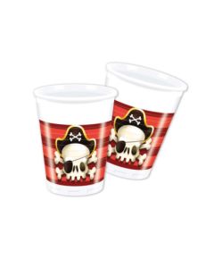 POWERFUL PIRATES PLASTIC CUPS 200ML 8CT-PRO-88159