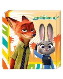 ZOOTROPOLIS TWO PLY PAPER NAPKINS 33X33CM 20CT-PRO-86662