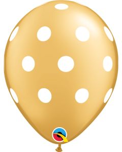 11 INCH LATEX RND GOLD BIG POLKA DOTS 50CTP-QUA-56196