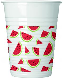WATERMELON PLASTIC CUPS 200 ML 8CT-PRO-89407