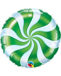 18 INCH FOIL RND CANDY SWIRL GREEN 1CTP-QUA-64333