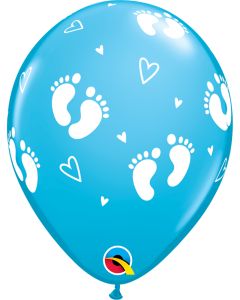 11 INCH LATEX RBNEGG PRT BBY FTPRINT&HEART 50CTP-QUA-43419