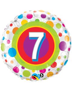18 INCH FOIL AGE 7 COLORF DOTS RND 1CTP-QUA-41108