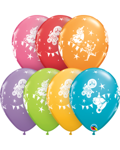 11 INCH LATEX RND FESTIVE AST CIRCUS PARADE 50CTP-QUA-43403