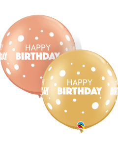 3 FT LATEX BDAY  BIG & LITTLE DOTS ASST 2CTP-QUA-13247