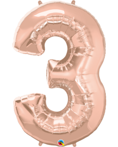 34 INCH FOIL NUMBER 3 ROSE GOLD 1CTP-QUA-57874