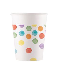 MULTIWATERCOLOR DOTS PAPER CUPS 200ML 8CT-PRO-93503