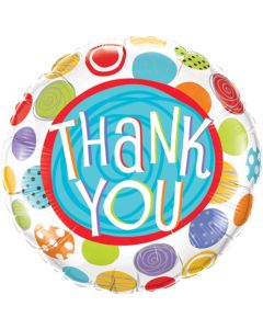 18 INCH FOIL RND THANK YOU PATTERNED DOTS 1CTP-QUA-33354