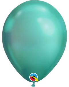7 INCH LATEX RND CHROME GREEN AIR FILLED 100CT-QUA-85142