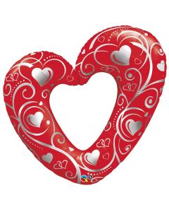42 INCH FOIL SHAPE SW HEARTS & FILIGREE RED 1CTP-QUA-16441