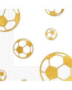 FOOTBALL GOLD EMBOS 3PLY PAPER NAPKNS 33X33CM 15CT-PRO-89597