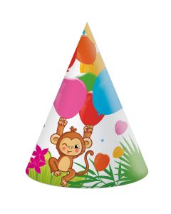 JUNGLE BALLOONS PAPER HATS 6CT-PRO-93784