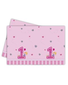 GIRLS FIRST BIRTHDAY PLASTIC TCOVER 120X180CM 1CT-PRO-85711