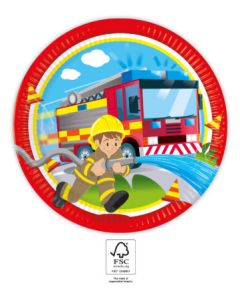 FIREFIGHTERS PAPER PLATES LARGE 23CM 8CT PET-PRO-95030