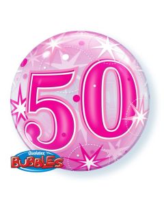 22 INCH SINGLE BUBBLE 50 PNK STARBURST SPRKLE 1CTP-QUA-43126