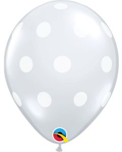 11 INCH LATEX BIG POLKA DOTS DIAMOND CLEAR 50CTP-QUA-37227