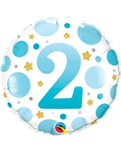 18 INCH FOIL RND AGE 2 BLUE DOTS 1CTP-QUA-23084